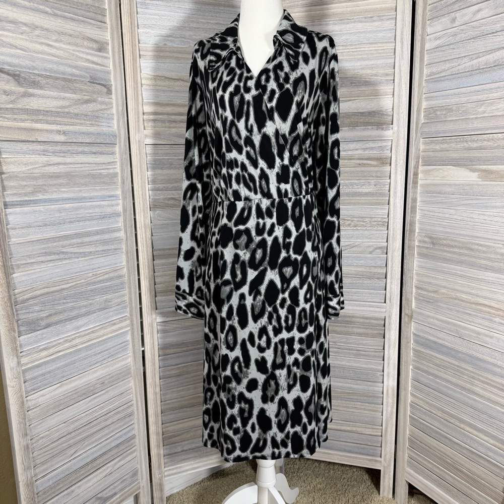 Lane Bryant Animal Print Faux Wrap Dress | Size 18/20 | Long Sleeve